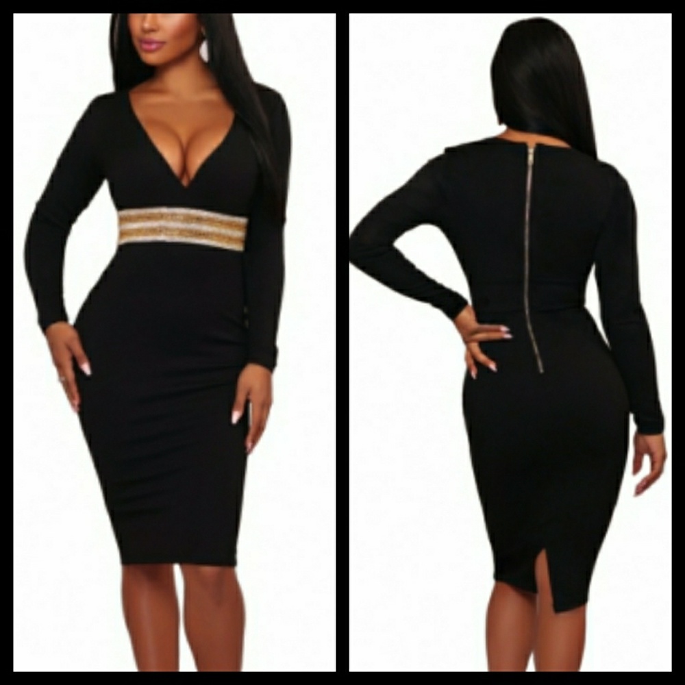 Embellishment Bodycon Midi Dress